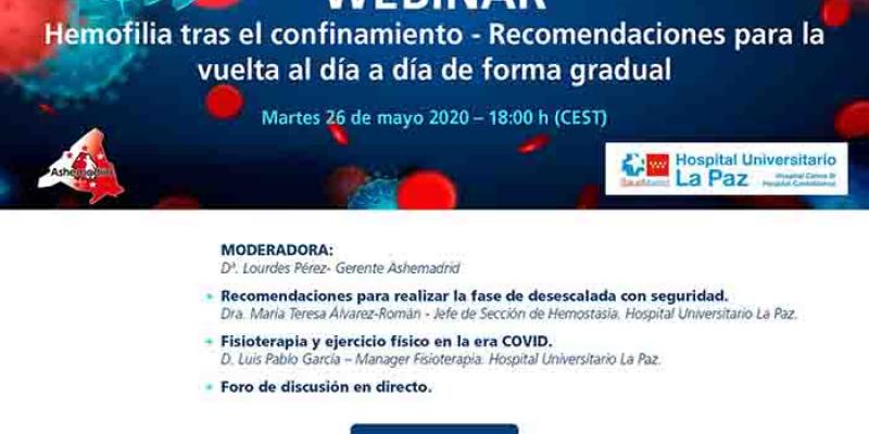 Hemofilia / Twitter ASHE Madrid y el Hospital Universitario La Paz han organizado un seminario sobre la hemofilia tras el confinamiento