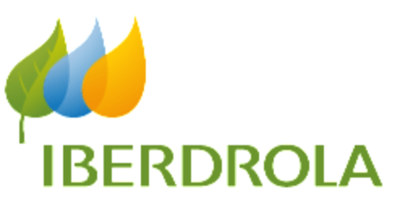 Logo de Iberdrola con unas llamas de gas en su parte superior 