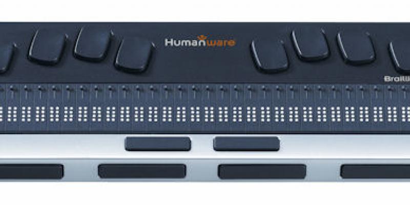 Línea braille En la imagen, una línea braille para leer con el tacto