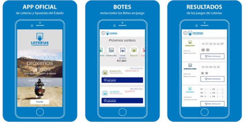 Pantalla de la app oficial de Loterías y Apuestas del Estado 