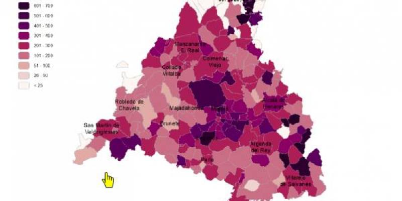 Mapa sobre el impacto del coronavirus en la Comunidad de Madrid