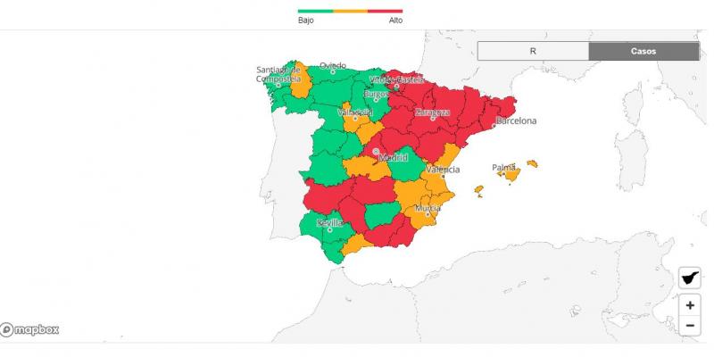 Mapa riesgo de contagio por coronavirus / EL PAÍS