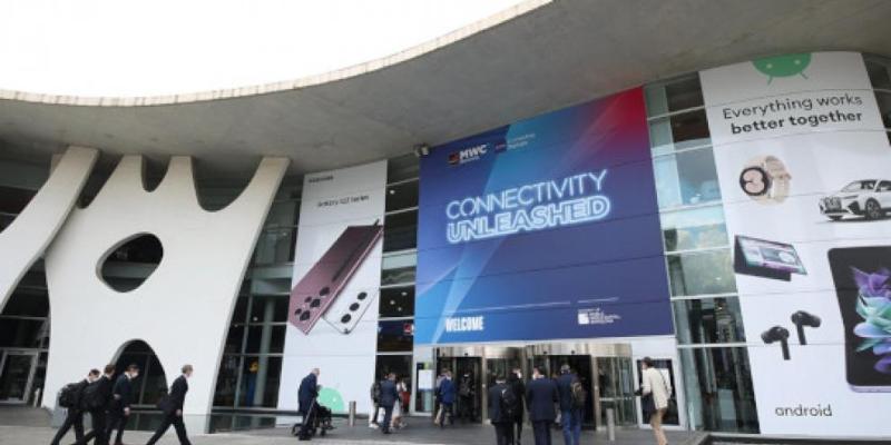 Imagen de cómo lucía el acceso principal al MWC en 2022(GSMA) Imagen de cómo lucía el acceso principal al MWC en 2022