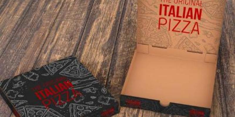 Imagen de una caja de cartón de pizza El packaging biodegradable es una opción sostenible