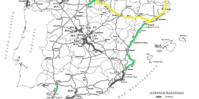 Mapa con los peajes de España Peajes de España