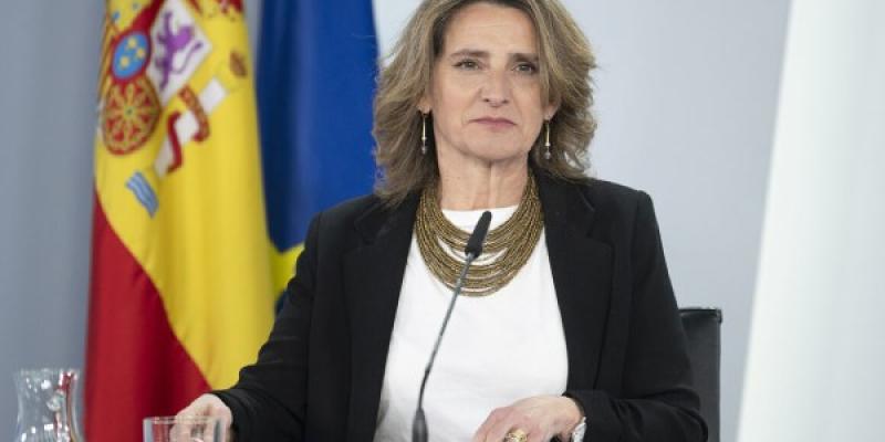 La vicepresidenta tercera y ministra para la Transición Ecológica y el Reto Demográfico, Teresa Ribera, durante su intervención en la rueda de prensa posterior al Consejo de Ministros. 