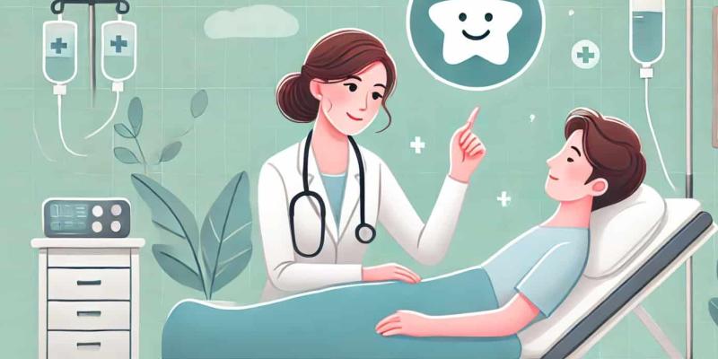 Imagen de un dibujo de paciente y médica Prácticas en el sector sanitario