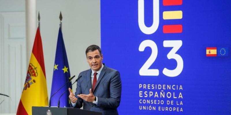 Pedro Sánchez en la presentación de la presidencia española en la UE