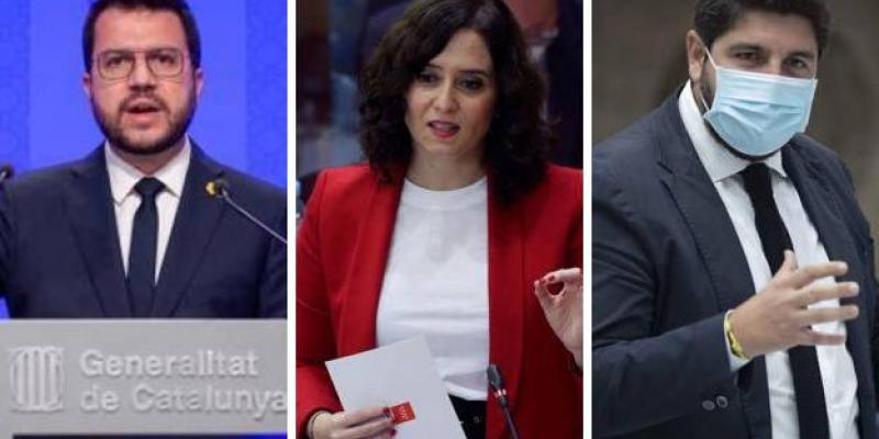 / EP / EFE / PABLO SÁNCHEZ (AGM) Pere Aragonés, Díaz Ayuso y López Miras