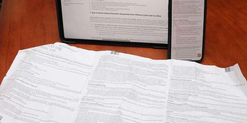 Imagen de un prospecto médico/Diariofarma La UE pretende eliminar el prospecto del medicamento en papel