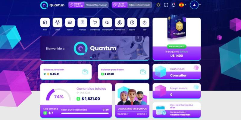 Página principal de Quantum Trader