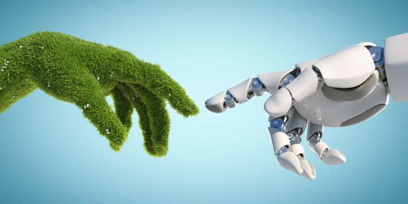 Imagen de dos manos/Revista Haz La inteligencia artificial de cara al reciclaje de residuos