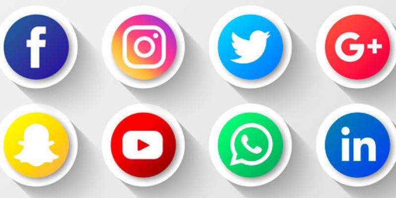 Representación de varias redes sociales con sus logos 