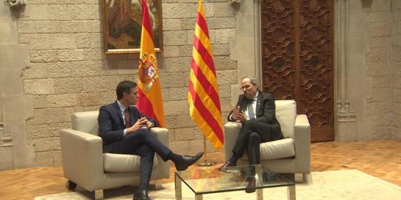 Pedro Sánchez y Quim Torra en el Palacio de la Generalitat | Imagen: Europa Press