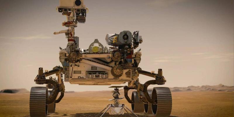 El rover más sofisticado de la NASA aterriza en Marte Perseverance y su compañero volador, Independence. (NASA/JPL)