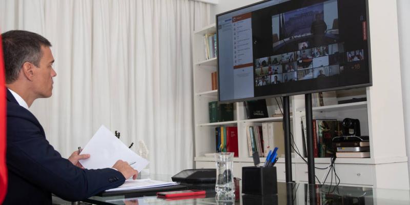 Sánchez pide apoyo para el Líbano/COPE El presidente Sánchez durante su reunión con dirigentes internacionales
