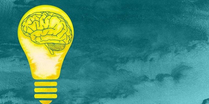 Imagen sobre salud mental en Pixabay Infografía de una bombilla con un cerebro simulando la salud mental