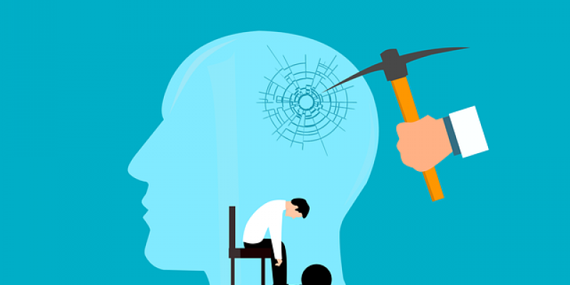 Infografía sobre los problemas de salud mental / Pixabay Dibujo que muestra una cabeza con un señor agobiado dentro