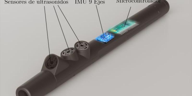 sensores que se colocan en el bastón blanco de la persona con discapacidad visual 