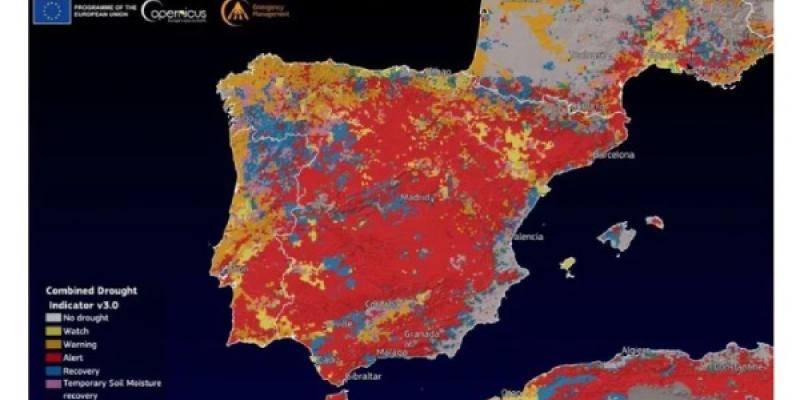 Sequía en España Mapa que muestra la grave situación de España con la sequía