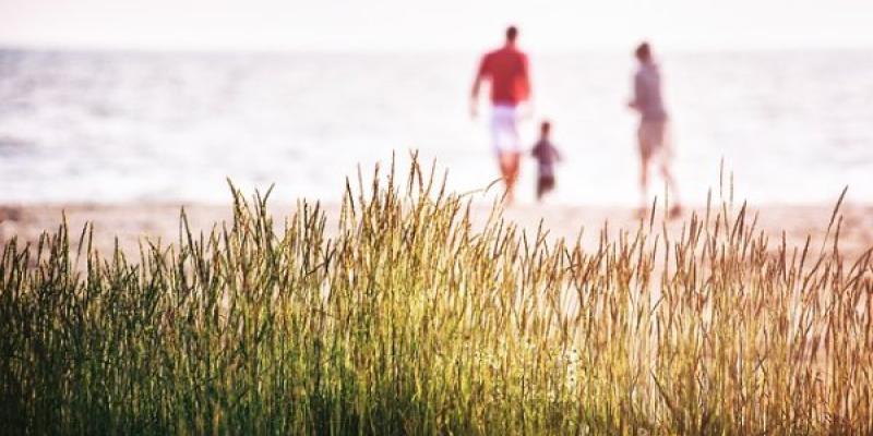 Familia paseando por el campo