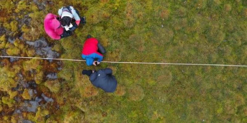 Expansión de la turberas del Ártico/ Dan Charman/ICAAP Imagen de dron del equipo de investigación en una de las turberas del Ártico
