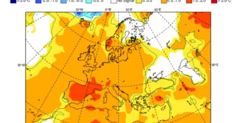 Anomalía de las temperaturas, previsión del modelo del ECMWF