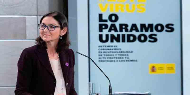 Reyes Maroto: "La erupción del volcán de La Palma es un reclamo turístico". Imagen del PSOE de abril de 2021 Para Reyes Maroto la erupción del volcán de La Palma es un reclamo turístico. Foto: PSOE