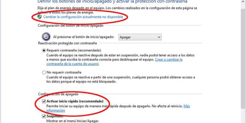Imagen de las opciones de inicio rápido de Windows/ElOtroLado Inicio rápido en Windows
