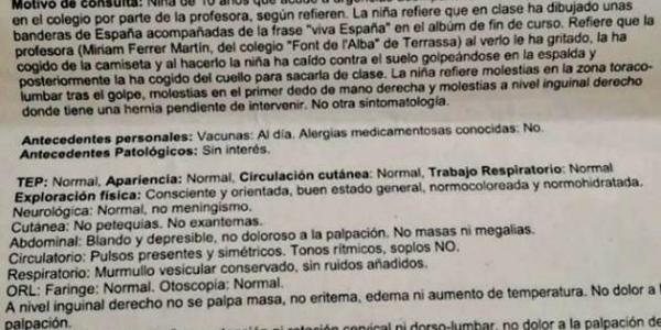 Agresión niña bandera de España profesora