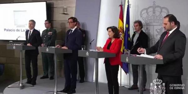 Los cuatro ministros, durante la comparedencia | Foto: La Pool Moncloa