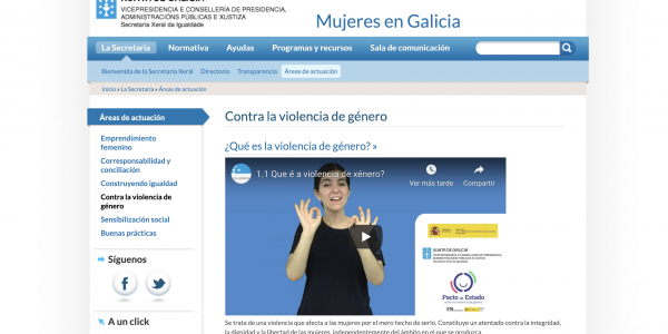 La Xunta de Galicia incorpora lengua de signos en su web.