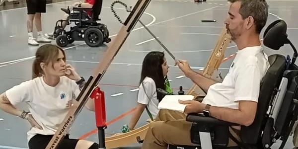 Alex en un partido de boccia