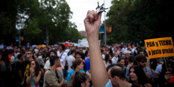 Manifestación en contra los precios de los alquileres, este domingo en Madrid. JUAN BARBOSA