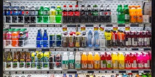 Bebidas azucaradas en un supermercado
