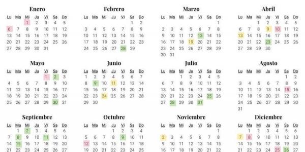 Calendario 2020.