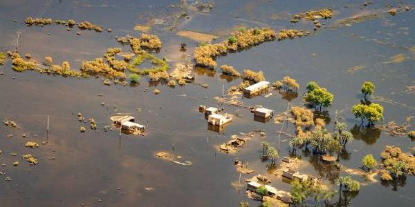 Territorio inundado por fuertes lluvias 