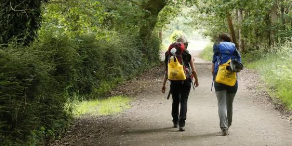 Dos personas haciendo el Camino de Santiago