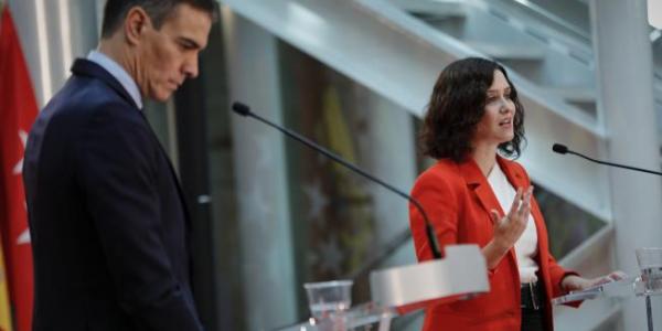 El presidente del Gobierno, Pedro Sánchez, y la presidenta de la Comunidad de Madrid, Isabel Díaz Ayuso.