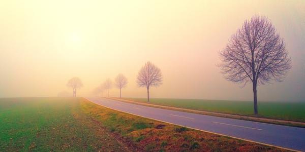 Amanecer en el campo con contaminación