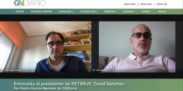 Imagen de la entrevista por vídeo con David Sánchez de RETIMUR y Pedro García Recover, redactor de GNDiario