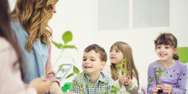 Varios niños aprenden sobre el medio ambiente en la escuela