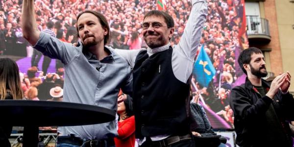 Iglesias, Monedero y Del Olmo, en un mitin | Foto: Podemos