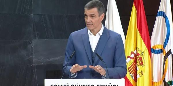 Pedro Sánchez durante su intervención en un acto del Proyecto Modelo del Deporte en la sede del Comité Olímpico Español