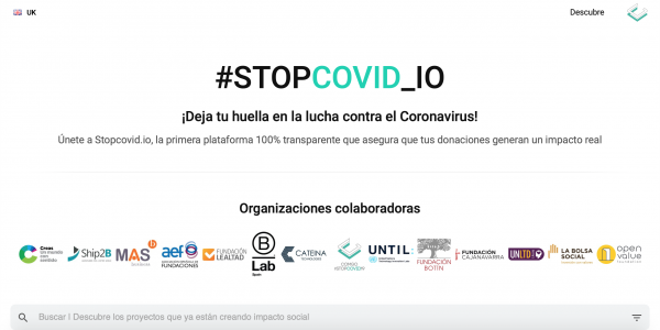 La plataforma Stopcovid.io asegura la gestión de las donaciones.