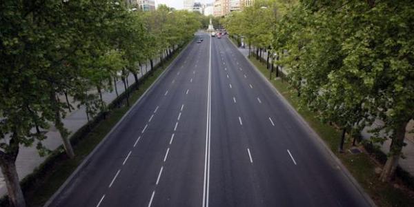 Imagen del Paseo de la Castellana en Madrid sin tráfico | ABC