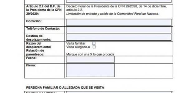 La Comunidad Foral de Navarra ha planteado un Formulario de Responsabilidad para evitar desplazamientos