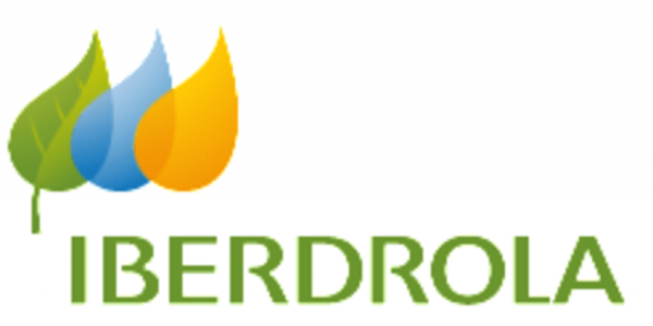 Logo de Iberdrola con unas llamas de gas en su parte superior 