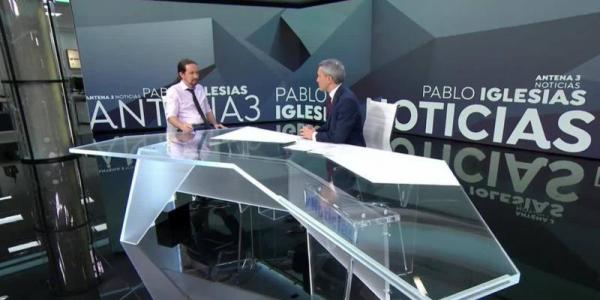 El vicepresidente del Gobierno Pablo Iglesias en Antena 3 noticias.