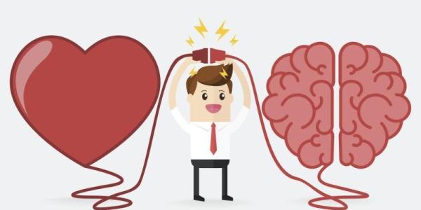 Dibujo de una persona con un corazón y un cerebro representando los impulsos primarios